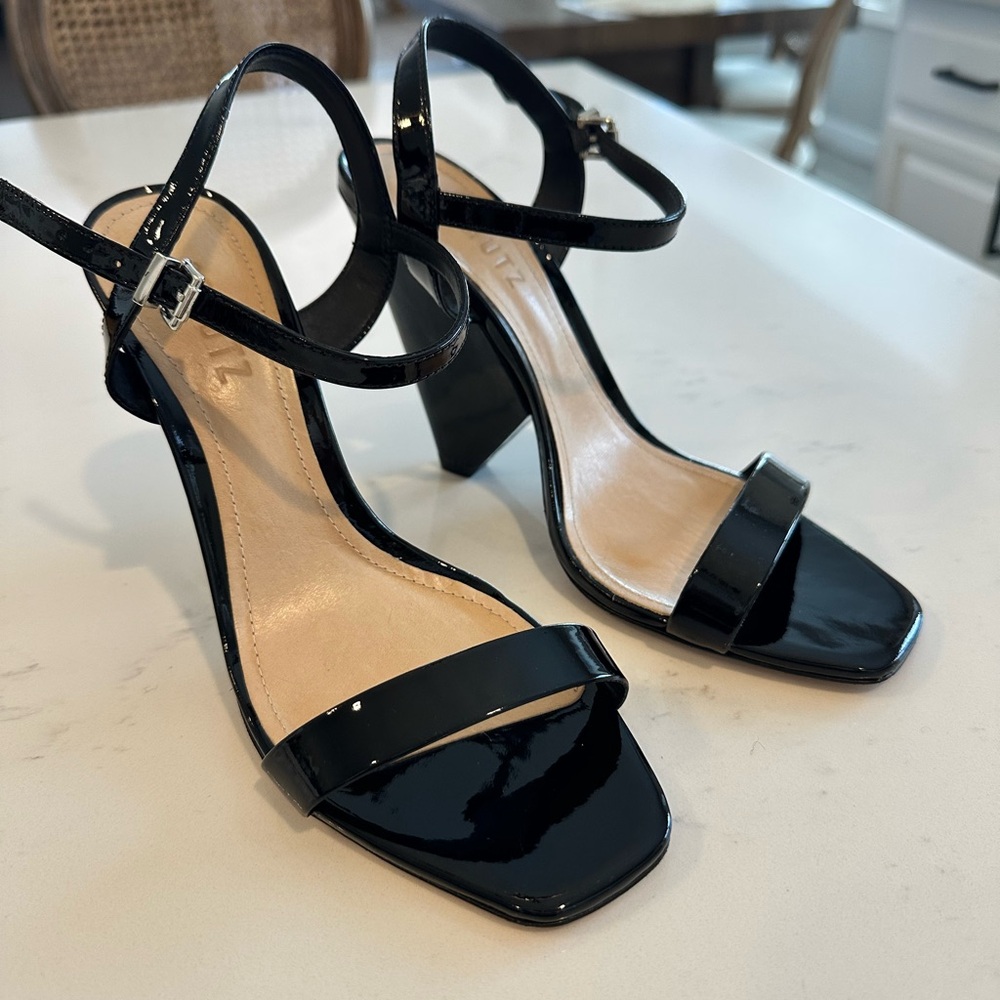 SCHUTZ Black Patent Leather Wedge Heels